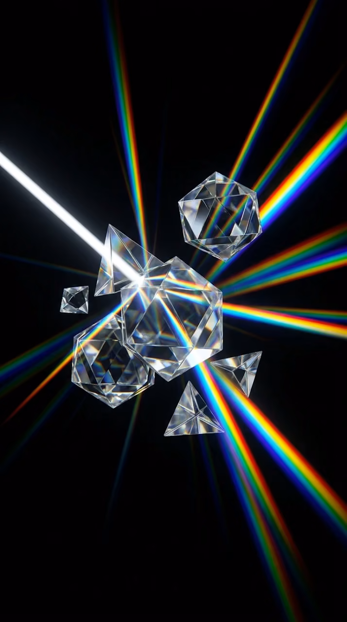 Abstract Prismatic Glass Shapes and Light Refractions - Free Mobile AMOLED Wallpaper Background