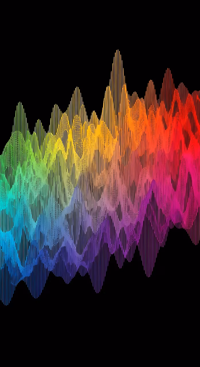 Abstract Rainbow Sound Waves Frequency Visualization Art - Free Mobile AMOLED Wallpaper Background