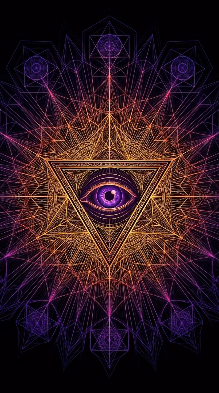 Download Abstract Sacred Geometry Illustration featuring a Central Eye Wallpaper in Mobile HD Abstract Sacred Geometry Illustration featuring a Central Eye - Free Mobile AMOLED Wallpaper Background