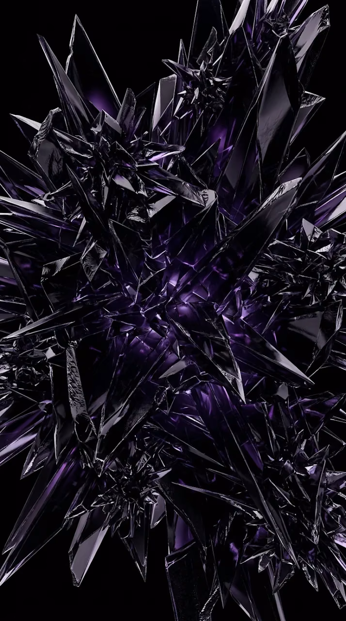 Abstract Sharp Obsidian Glass Shards in Fractal Arrangement - Free Mobile AMOLED Wallpaper Background