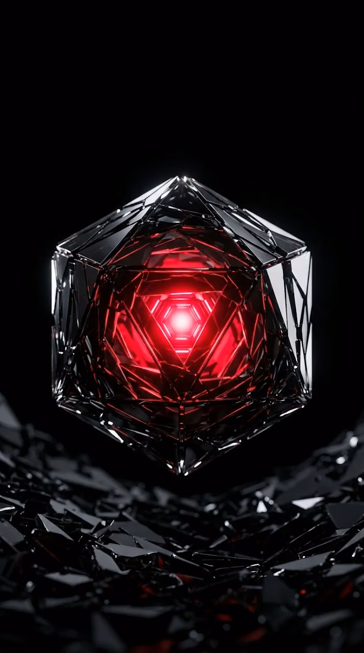 Abstract Shattered Obsidian Crystal Die Red LED Core Wallpaper - Free Mobile AMOLED Wallpaper Background