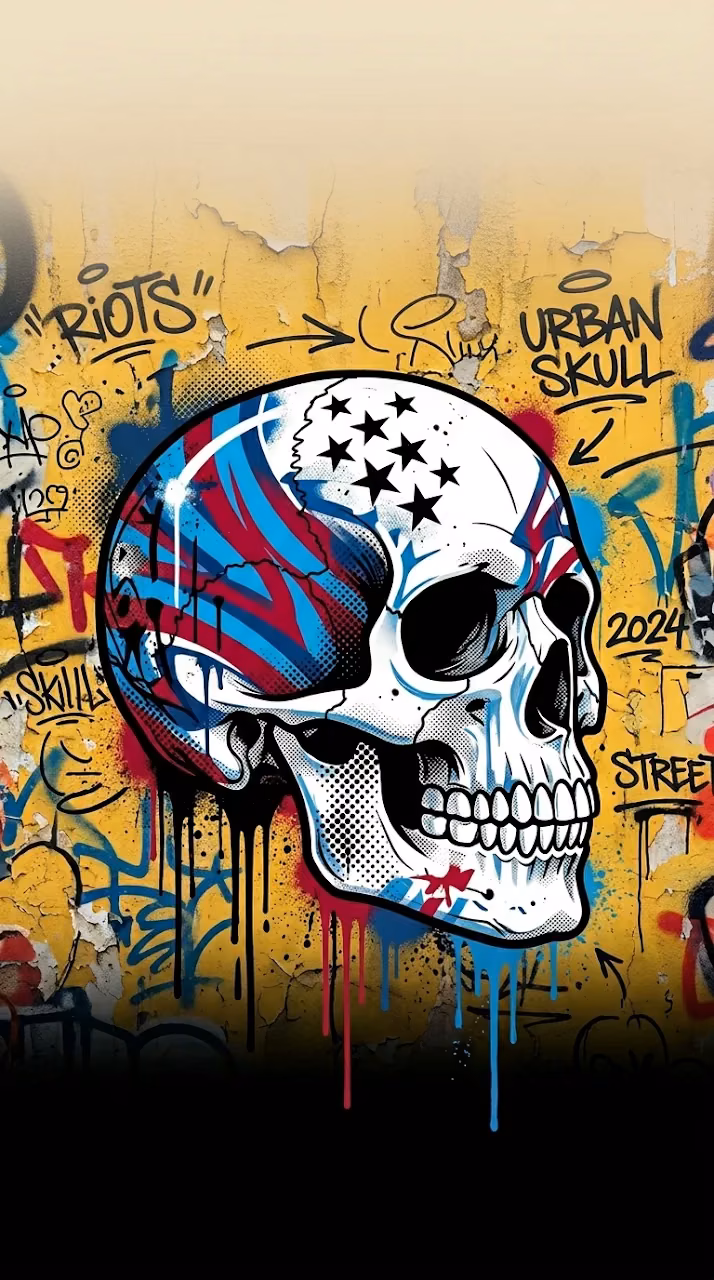 Abstract Skull Street Art Graffiti Wallpaper - Free Mobile AMOLED Wallpaper Background