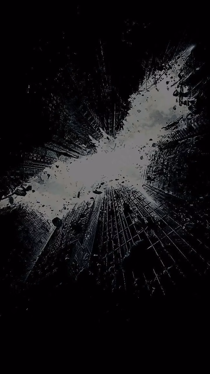 Abstract Skyscraper Destruction Forming Bat Symbol - Free Mobile AMOLED Wallpaper Background
