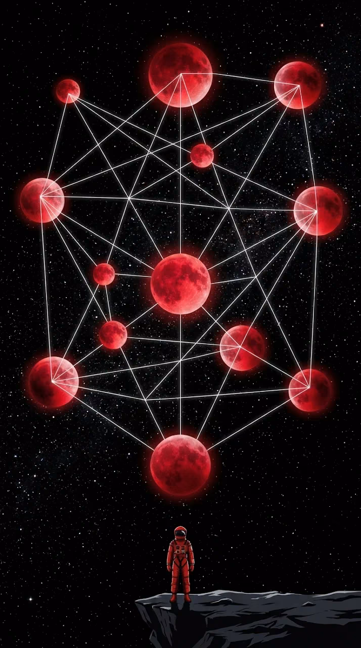 Download Abstract Space Composition with Red Moons and Geometric Constellations Wallpaper in Mobile HD Abstract Space Composition with Red Moons and Geometric Constellations - Free Mobile AMOLED Wallpaper Background