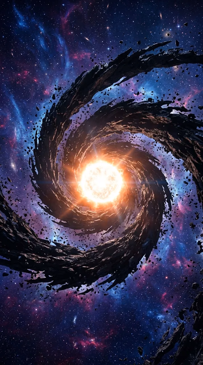 Abstract Space Render of a Swirling Star and Nebula - Free Mobile AMOLED Wallpaper Background