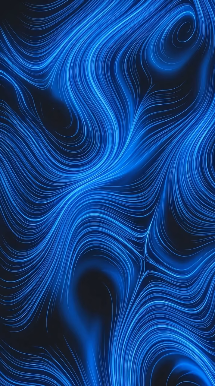 Abstract Swirling Blue Fiber Lines Dynamic Digital Art - Free Mobile AMOLED Wallpaper Background