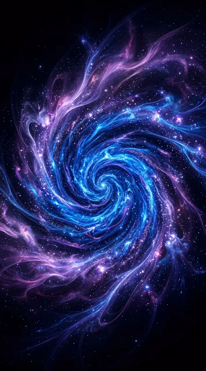 Abstract Swirling Galaxy in Electric Blue and Indigo - Free Mobile AMOLED Wallpaper Background