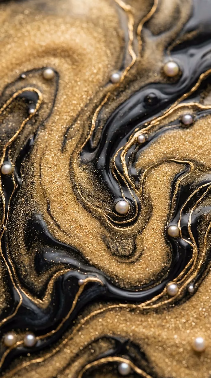 Download Abstract Texture Blending Golden Sand and Black Liquid with Pearls Wallpaper in Mobile HD Abstract Texture Blending Golden Sand and Black Liquid with Pearls - Free Mobile AMOLED Wallpaper Background