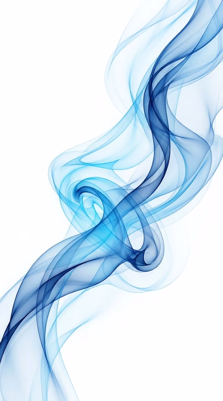 Abstract Translucent Blue Smoke Ribbons on a Clean White Background - Free Mobile AMOLED Wallpaper Background