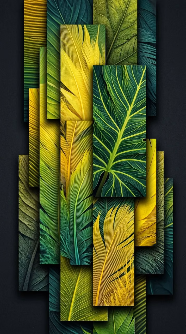 Download Abstract Vertical Composition of Layered Rectangles with Organic Green and Yellow Textures Wallpaper in Mobile HD Abstract Vertical Composition of Layered Rectangles with Organic Green and Yellow Textures - Free Mobile AMOLED Wallpaper Background