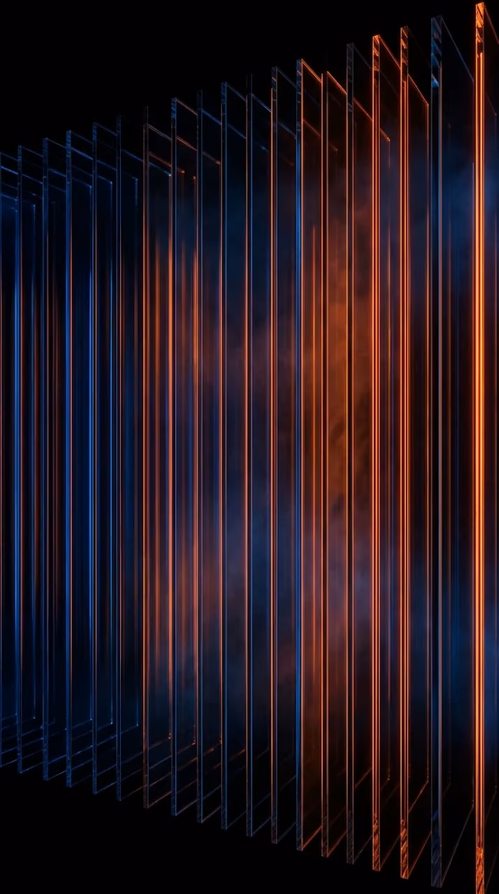 Download Abstract Vertical Light Fins with Orange and Blue Gradients Wallpaper in Mobile HD Abstract Vertical Light Fins with Orange and Blue Gradients - Free Mobile AMOLED Wallpaper Background