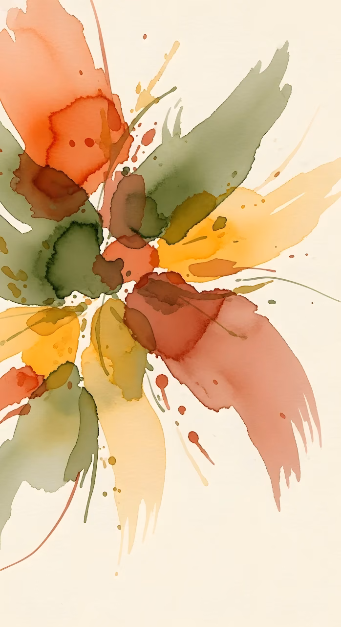 Abstract Watercolor Splatter Art, Earth Tones Bloom - Free Mobile AMOLED Wallpaper Background