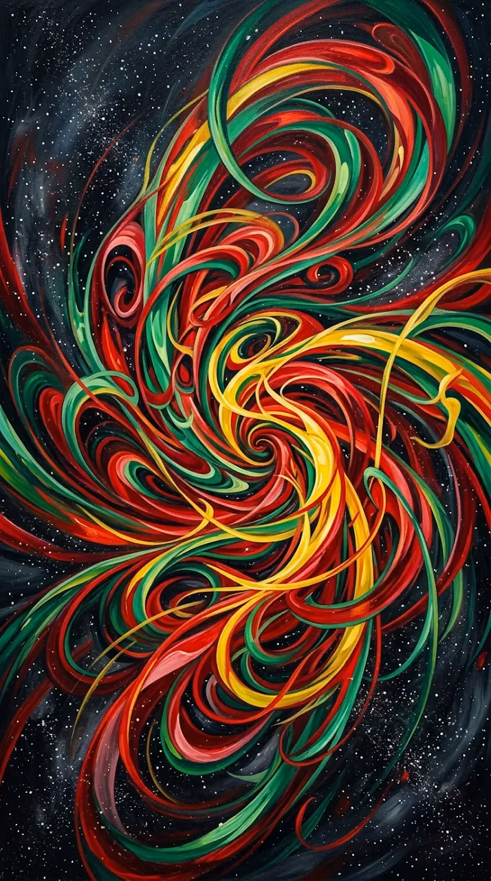 Abstract Whirlwind of Colorful Ribbons and Spirals - Free Mobile AMOLED Wallpaper Background