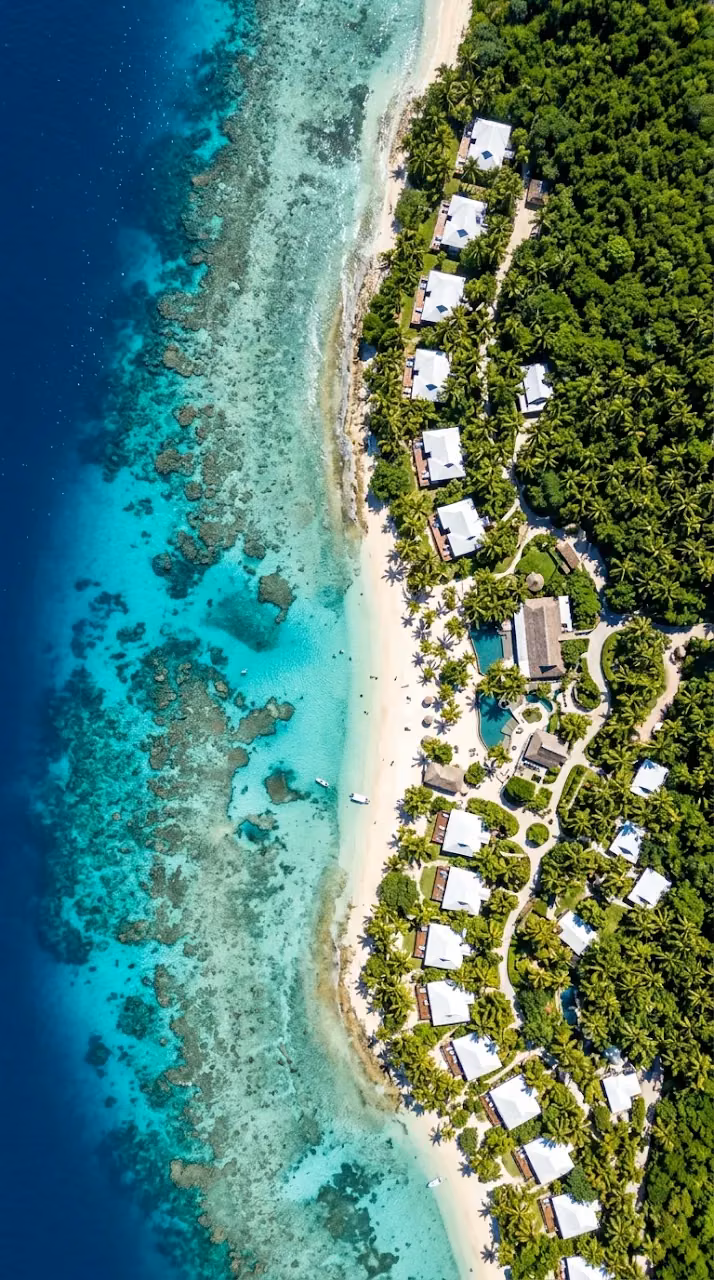 Download Aerial Drone Photography of a Tropical Coastline with Clear Turquoise Water Wallpaper in Mobile HD Aerial Drone Photography of a Tropical Coastline with Clear Turquoise Water - Free Mobile AMOLED Wallpaper Background
