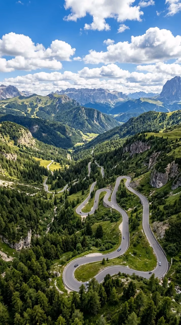 Download Aerial Perspective of a Winding Mountain Road Through Dense Forest Wallpaper in Mobile HD Aerial Perspective of a Winding Mountain Road Through Dense Forest - Free Mobile AMOLED Wallpaper Background