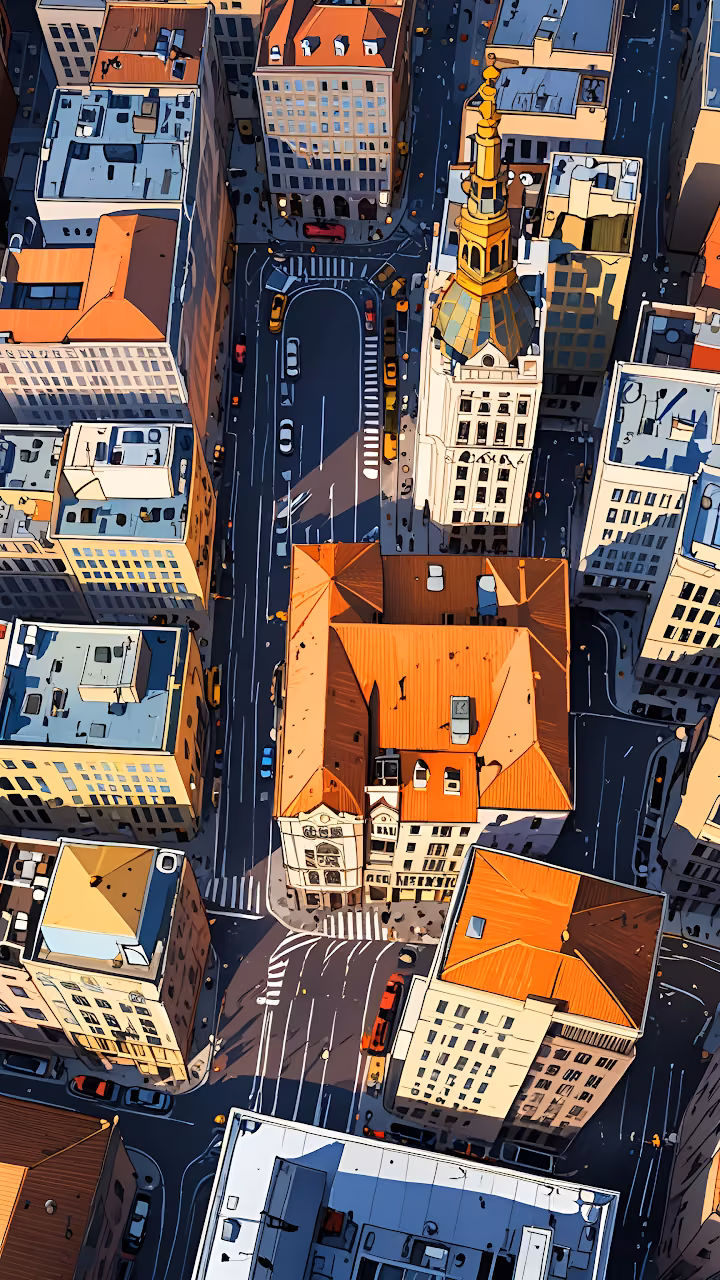 Aerial View European City Block Rooftops Urban Geometry - Free Mobile AMOLED Wallpaper Background