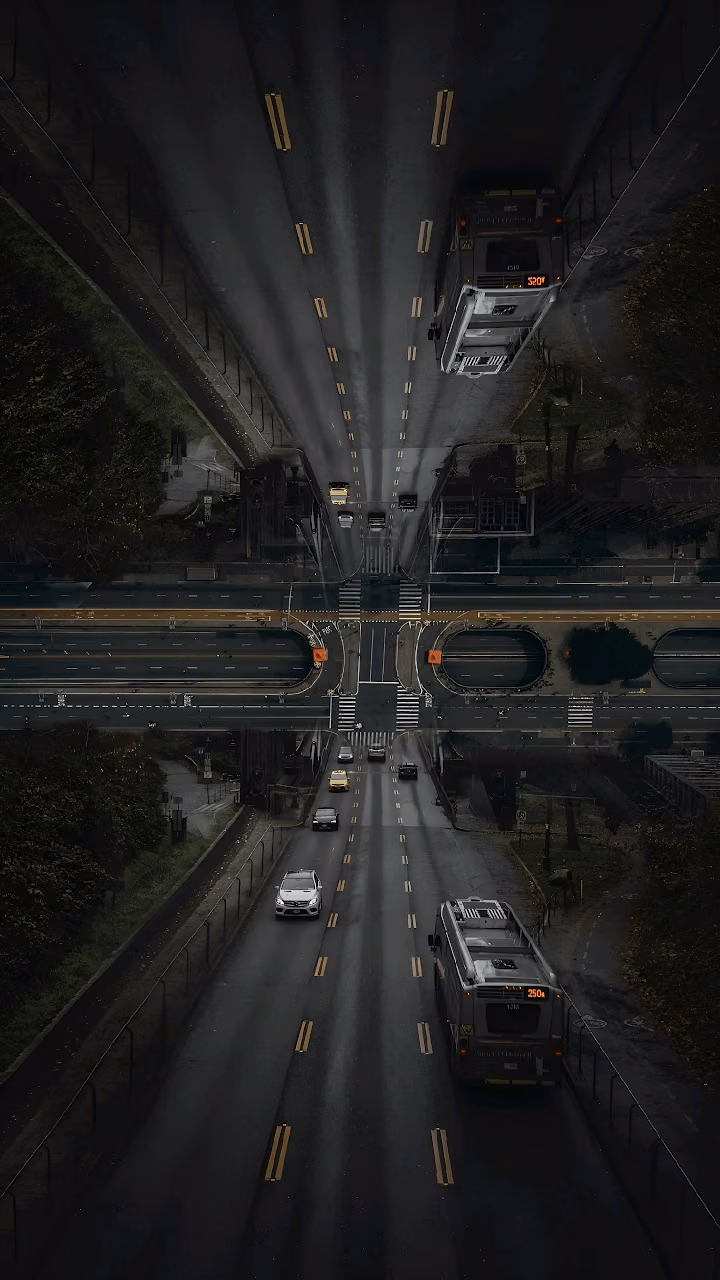 Download Aerial View of Highway Interchange at Night Wallpaper in Mobile HD Aerial View of Highway Interchange at Night - Free Mobile AMOLED Wallpaper Background