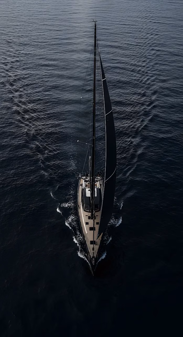 Download Aerial View of Modern Black-Sailed Luxury Yacht on Dark Sea Wallpaper in Mobile HD Aerial View of Modern Black-Sailed Luxury Yacht on Dark Sea - Free Mobile AMOLED Wallpaper Background