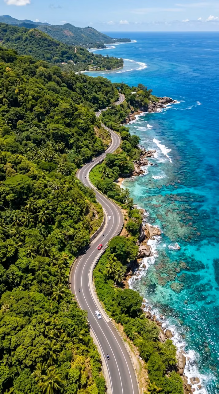 Download Aerial View Tropical Coastal Road Top-Down Wallpaper in Mobile HD Aerial View Tropical Coastal Road Top-Down - Free Mobile AMOLED Wallpaper Background