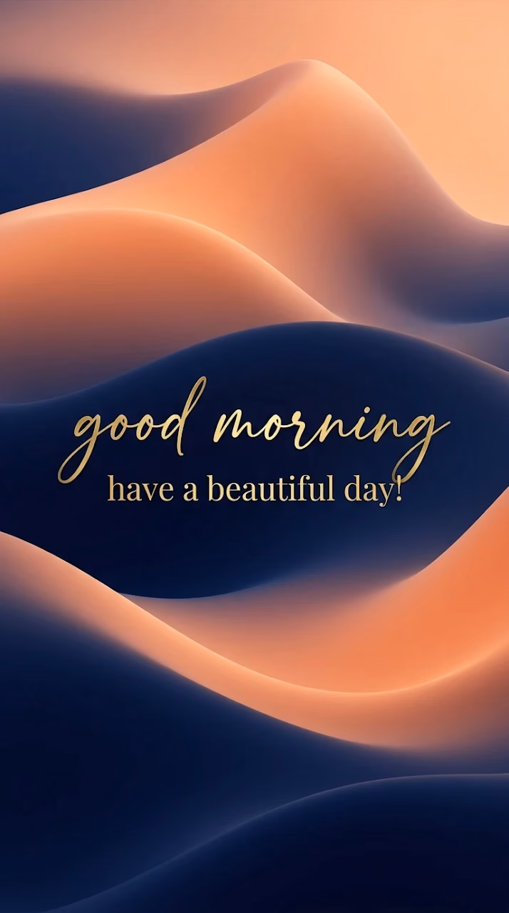Aesthetic 'Good Morning' Typography on Abstract Soft Dune Background - Free Mobile AMOLED Wallpaper Background