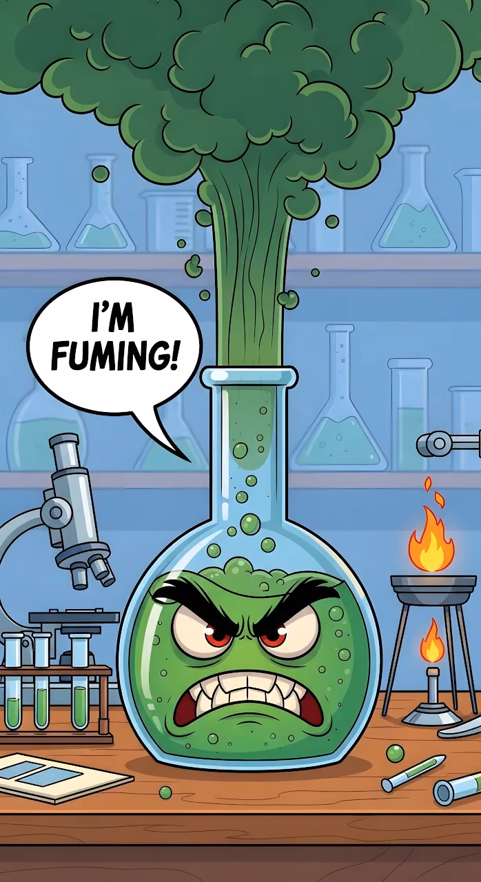 Angry Fuming Chemistry Flask Cartoon Illustration - Free Mobile AMOLED Wallpaper Background