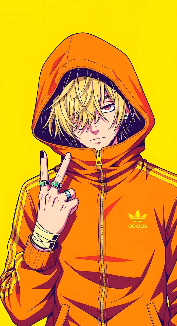 Anime Character Orange Tracksuit Yellow Pop Art Style - Free Mobile AMOLED Wallpaper Background