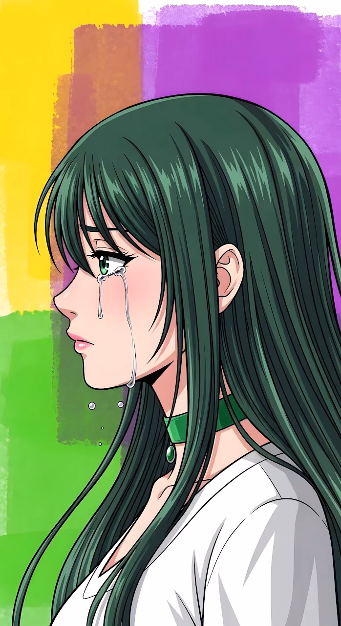 Download Anime Girl Crying Profile with Green Hair and Abstract Background Wallpaper in Mobile HD Anime Girl Crying Profile with Green Hair and Abstract Background - Free Mobile AMOLED Wallpaper Background