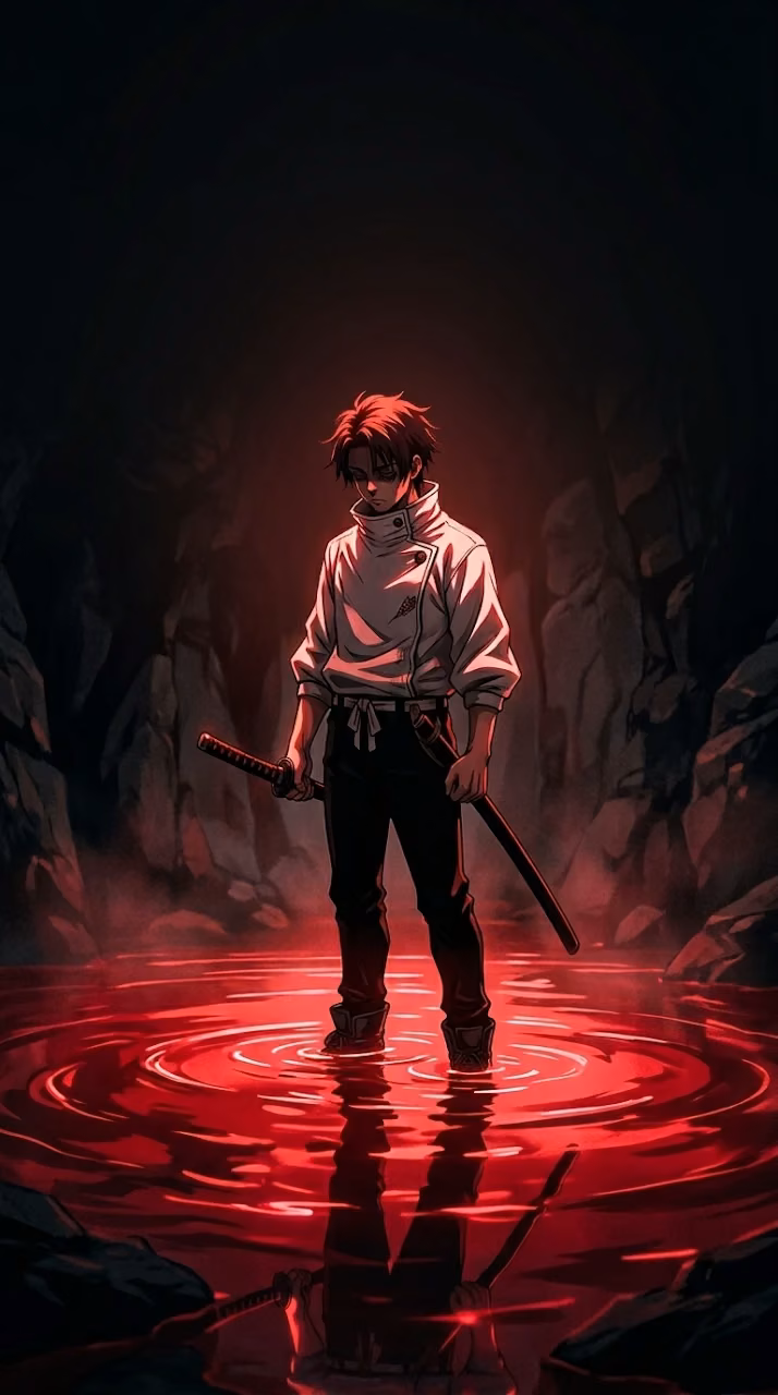 Download Anime Warrior Okkotsu Yuta Crimson Water Jujutsu Wallpaper Wallpaper in Mobile HD Anime Warrior Okkotsu Yuta Crimson Water Jujutsu Wallpaper - Free Mobile AMOLED Wallpaper Background