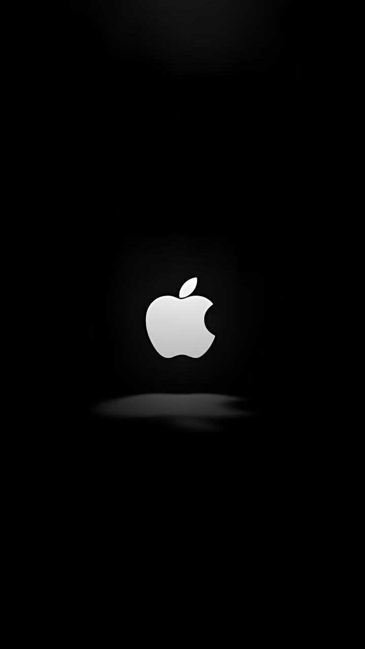 Apple Logo Minimalist Black Background White Icon Amoled - Free Mobile AMOLED Wallpaper Background