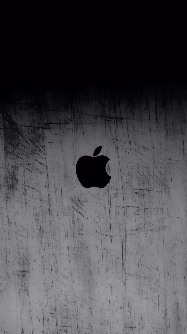 Apple Logo Scratched Metal Texture Dark Grayscale Aesthetic - Free Mobile AMOLED Wallpaper Background