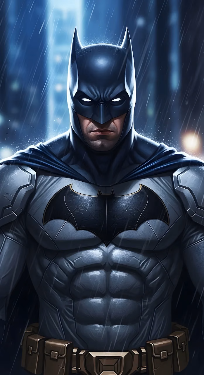 Download Armored Batman in the Rain at Night City Wallpaper in Mobile HD Armored Batman in the Rain at Night City - Free Mobile AMOLED Wallpaper Background