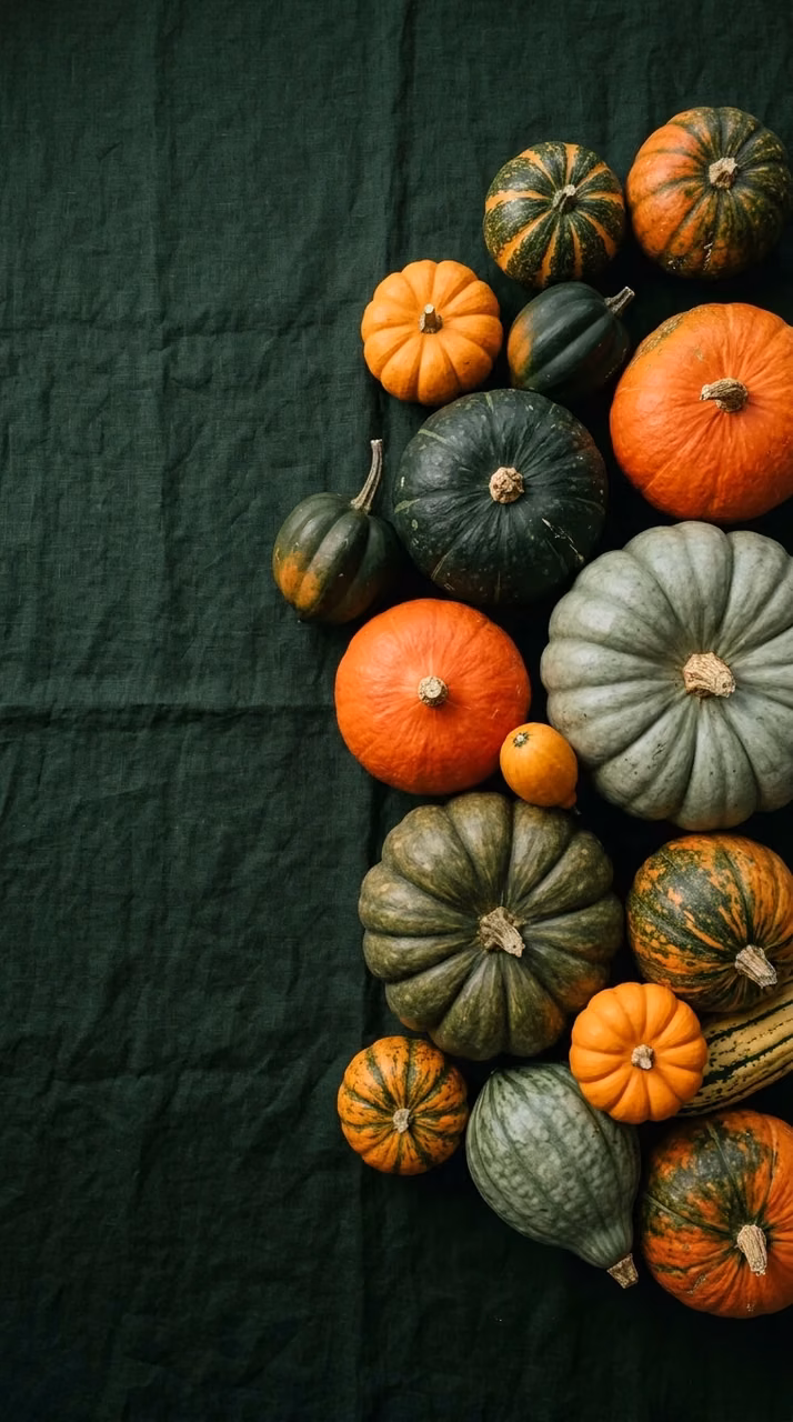 Download Assorted Colorful Pumpkins on Dark Green Textured Background Wallpaper in Mobile HD Assorted Colorful Pumpkins on Dark Green Textured Background - Free Mobile AMOLED Wallpaper Background