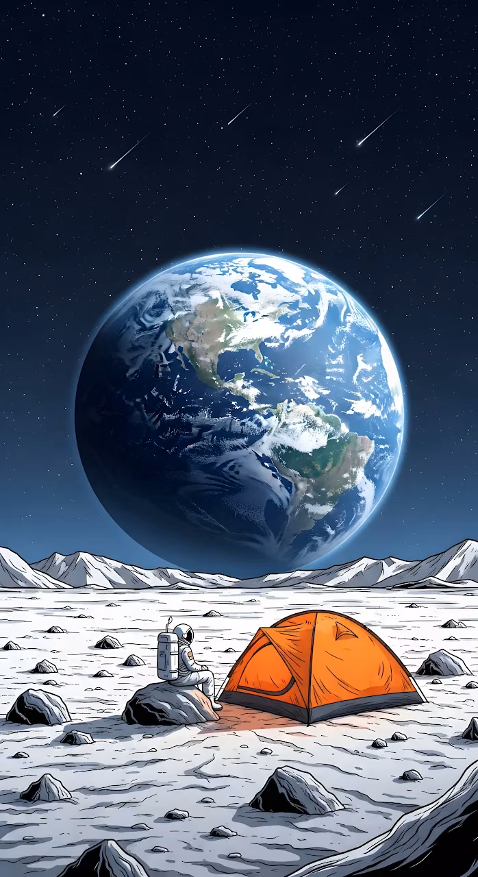 Download Astronaut Camping on Moon Surface with Giant Earth View Wallpaper in Mobile HD Astronaut Camping on Moon Surface with Giant Earth View - Free Mobile AMOLED Wallpaper Background