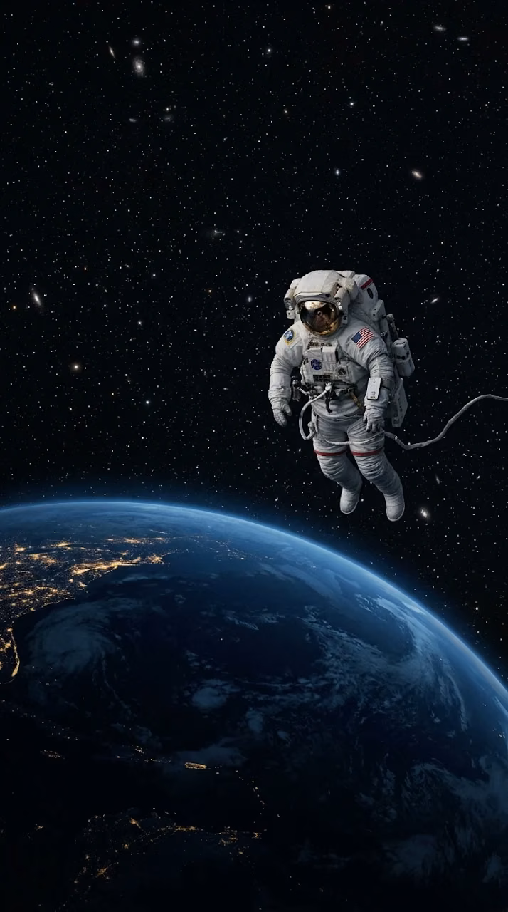 Astronaut Floating Above Dark Ocean Planet Wallpaper - Free Mobile AMOLED Wallpaper Background