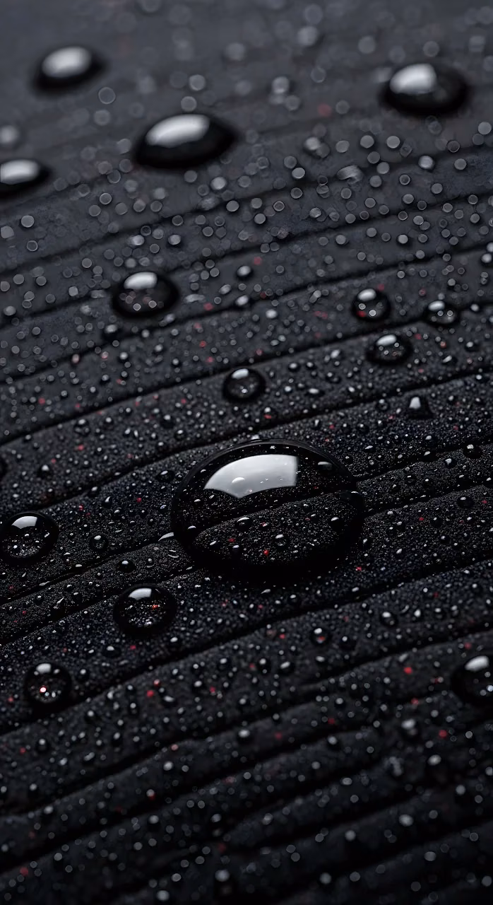 Black Fabric Texture with Reflective Water Droplets Macro - Free Mobile AMOLED Wallpaper Background