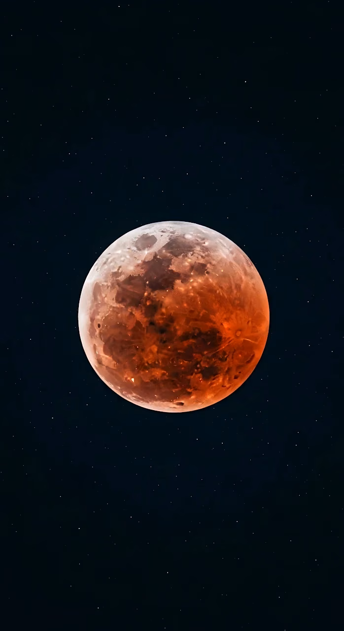 Download Blood Moon Lunar Eclipse Against Starry Night Sky Wallpaper in Mobile HD Blood Moon Lunar Eclipse Against Starry Night Sky - Free Mobile AMOLED Wallpaper Background