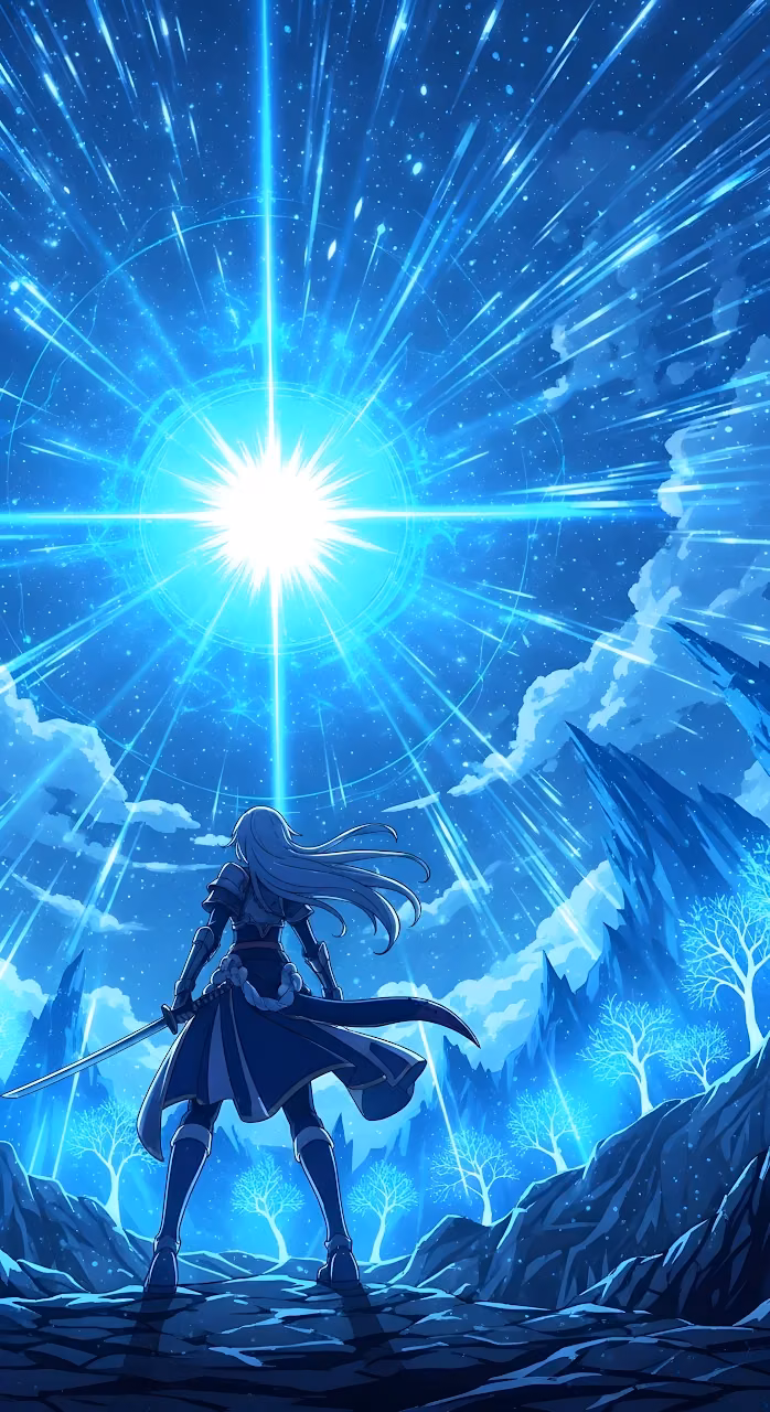 Download Blue Starburst Energy Blast Above Anime Warrior Wallpaper in Mobile HD Blue Starburst Energy Blast Above Anime Warrior - Free Mobile AMOLED Wallpaper Background