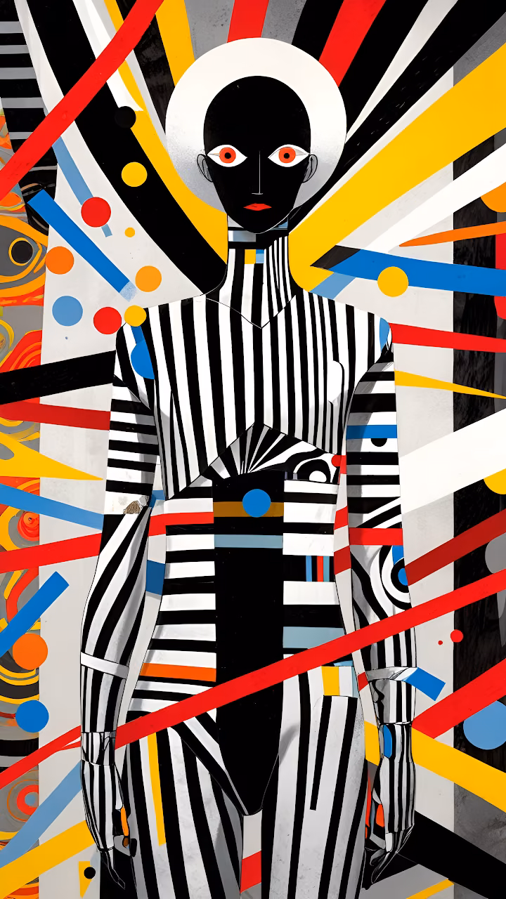 Download Bold Abstract Figure in Striped Suit Pop Art Style Wallpaper in Mobile HD Bold Abstract Figure in Striped Suit Pop Art Style - Free Mobile AMOLED Wallpaper Background