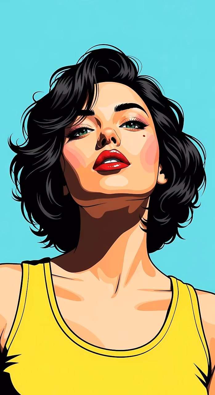 Download Bold Pop Art Portrait of a Woman in Yellow and Red Wallpaper in Mobile HD Bold Pop Art Portrait of a Woman in Yellow and Red - Free Mobile AMOLED Wallpaper Background