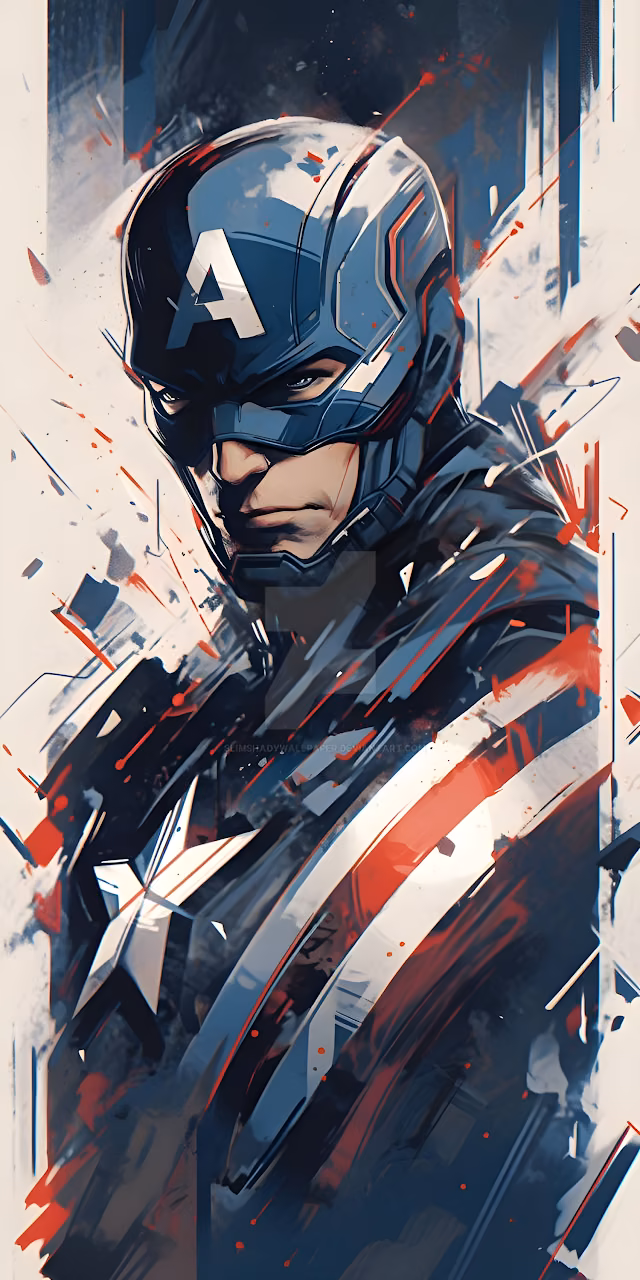 Captain America Abstract Comic Book Style Art - Free Mobile AMOLED Wallpaper Background