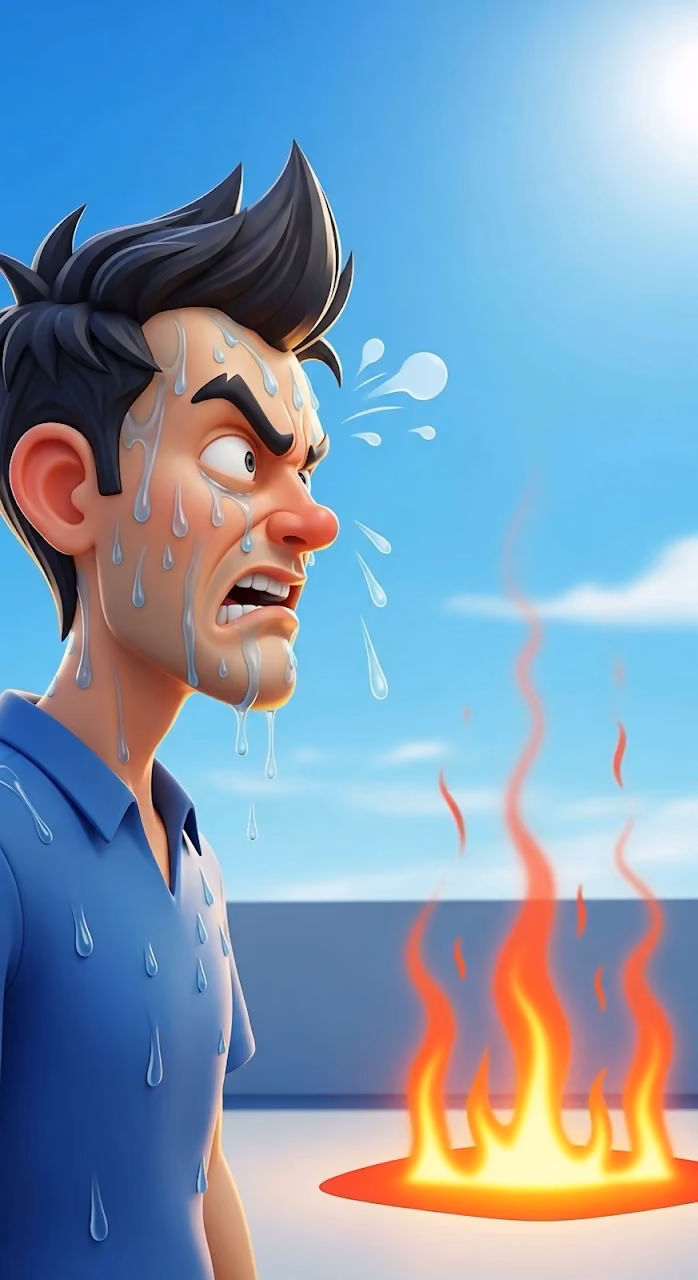 Download Cartoon Man Overwhelmed by Heat and Sweat Under Sun Wallpaper in Mobile HD Cartoon Man Overwhelmed by Heat and Sweat Under Sun - Free Mobile AMOLED Wallpaper Background