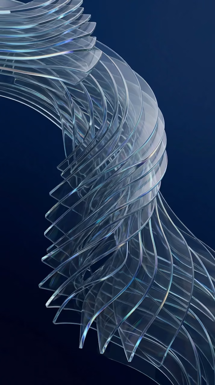Cascading Iridescent Glass Panels on a Deep Blue Gradient - Free Mobile AMOLED Wallpaper Background