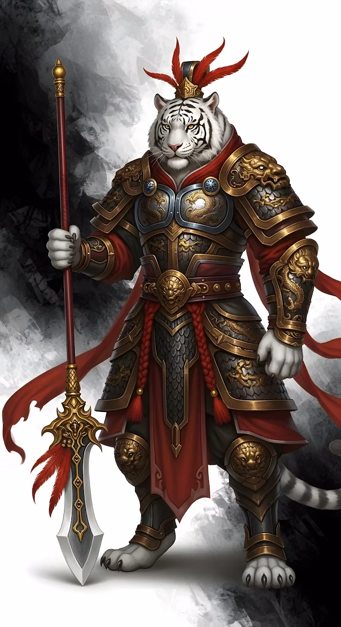 Download Chinese Mythology White Tiger General in Gold Armor Wallpaper in Mobile HD Chinese Mythology White Tiger General in Gold Armor - Free Mobile AMOLED Wallpaper Background