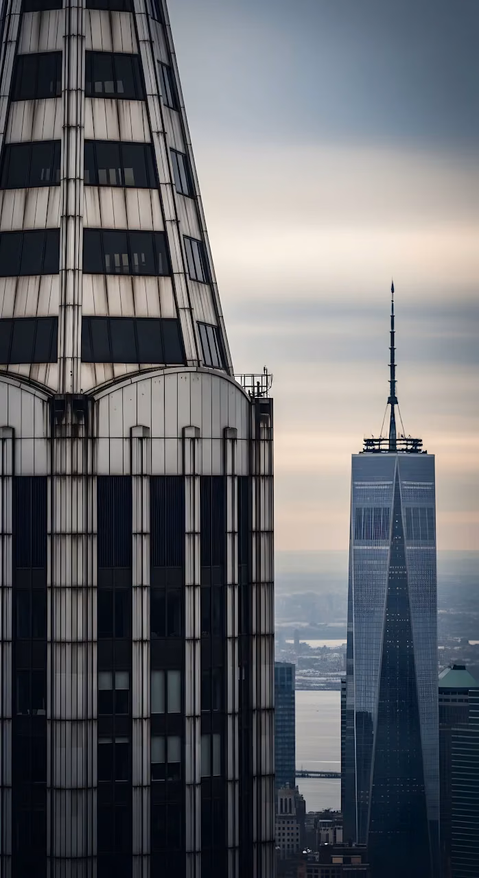 Download Chrysler Building Crown Detail with One World Trade Center Wallpaper in Mobile HD Chrysler Building Crown Detail with One World Trade Center - Free Mobile AMOLED Wallpaper Background