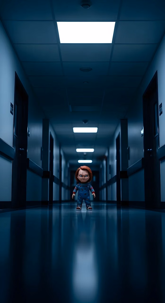 Download Chucky Doll in Creepy Hospital Hallway Low Angle Wallpaper in Mobile HD Chucky Doll in Creepy Hospital Hallway Low Angle - Free Mobile AMOLED Wallpaper Background