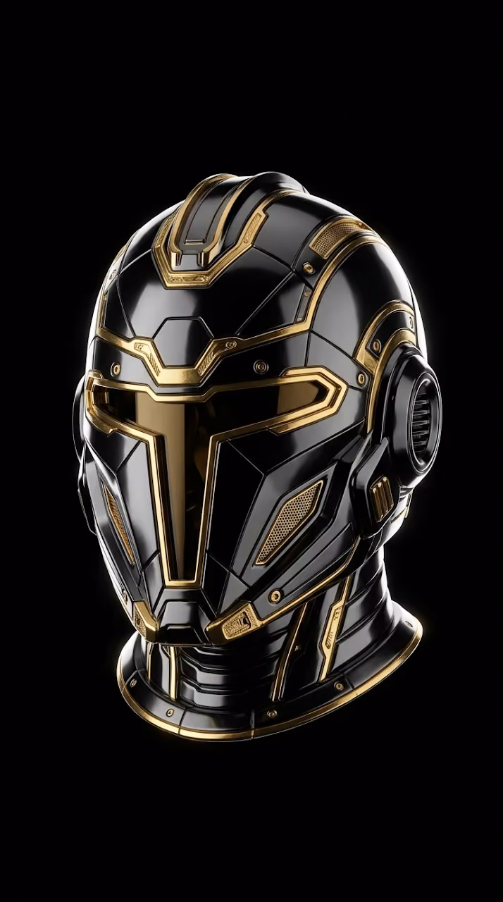 Cinematic Close-up of Armored Helmet on Black Background - Free Mobile AMOLED Wallpaper Background