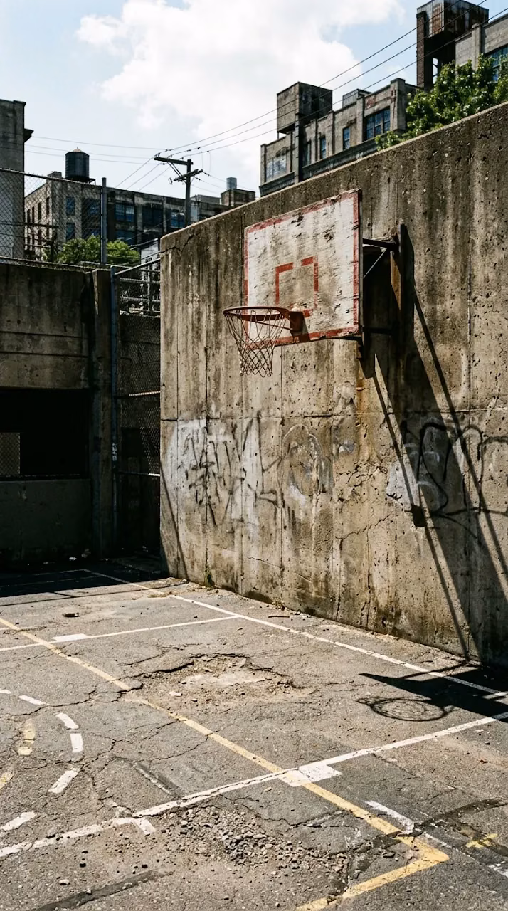 Download Cinematic Photo of an Urban Basketball Court with High Contrast Shadows and Light Wallpaper in Mobile HD Cinematic Photo of an Urban Basketball Court with High Contrast Shadows and Light - Free Mobile AMOLED Wallpaper Background
