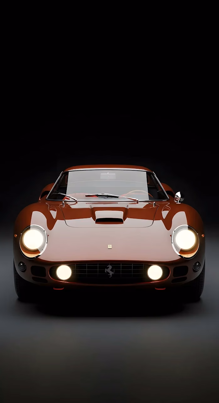 Download Classic Ferrari Sports Car Front View Dark Studio Wallpaper in Mobile HD Classic Ferrari Sports Car Front View Dark Studio - Free Mobile AMOLED Wallpaper Background