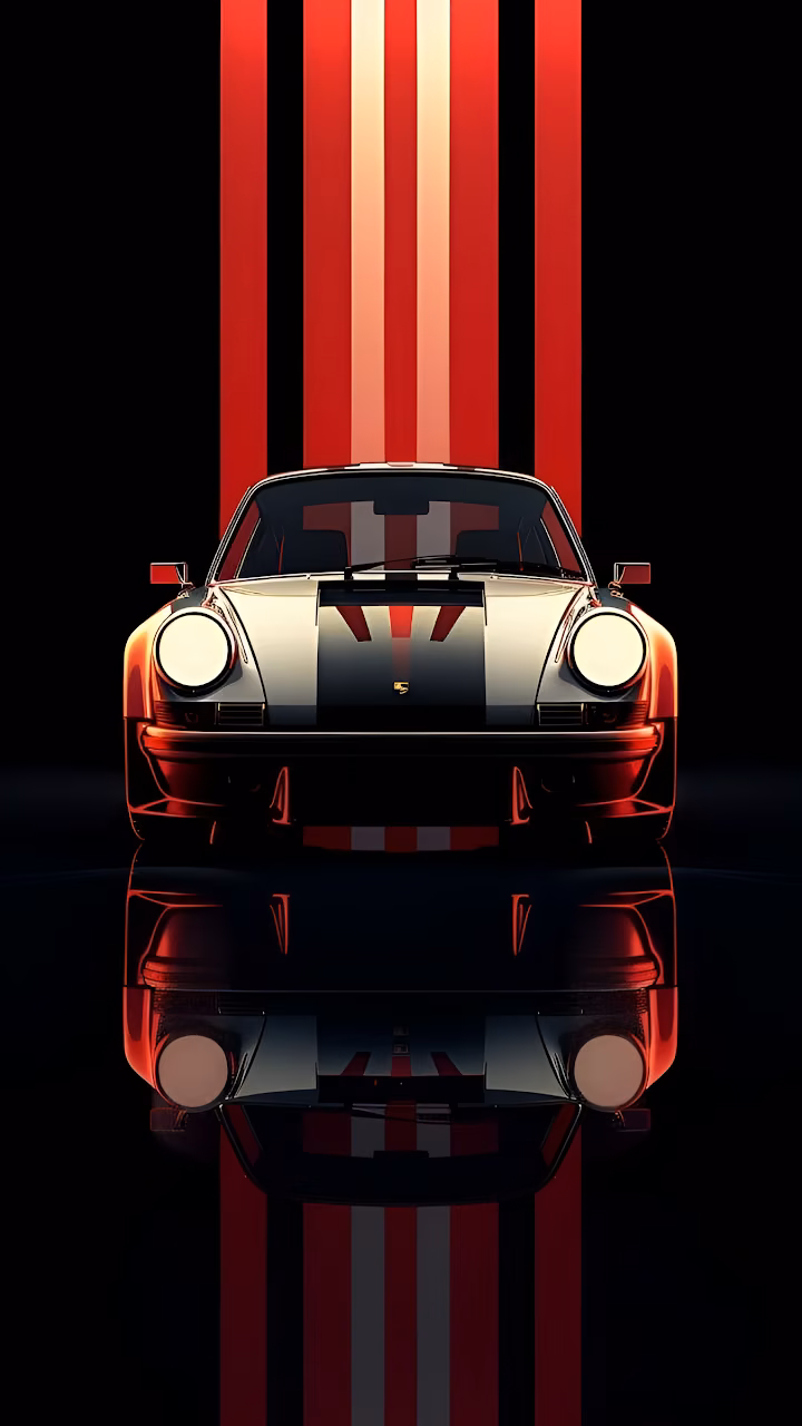 Classic Porsche 911 Turbo Red Stripe Studio Render - Free Mobile AMOLED Wallpaper Background