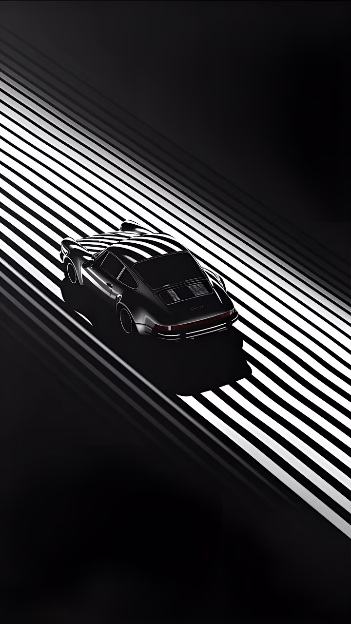 Classic Sports Car Black White Abstract Stripes Art - Free Mobile AMOLED Wallpaper Background
